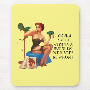 Retro Housewife Humour Pin-up girl Mouse Mat