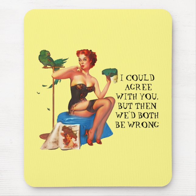Retro Housewife Humour Pin-up girl Mouse Mat (Front)