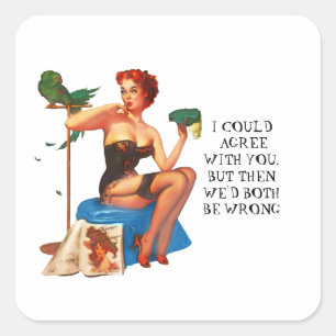 Retro Housewife Humour Pin-up girl Square Sticker