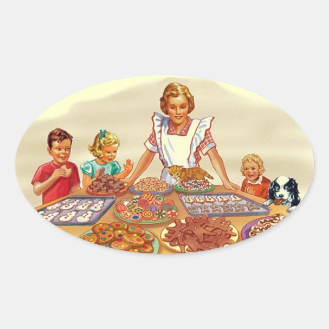 Retro Housewife Oval Sticker (Front)