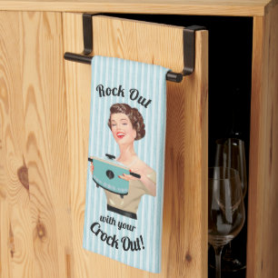 Retro Housewife Rock Out with your Crock Out Tea Towel
