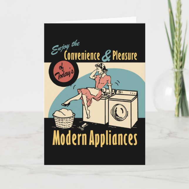 Retro Housewife Washer Dryer Card (Front)