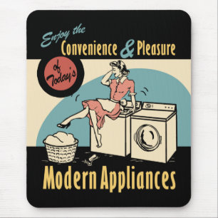 Retro Housewife Washer Dryer Mouse Mat