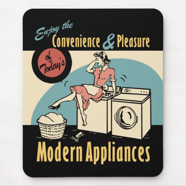 Retro Housewife Washer Dryer Mouse Mat (Front)