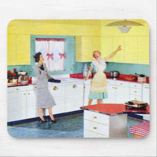 Retro Housewives in Kitchen Mouse Mat