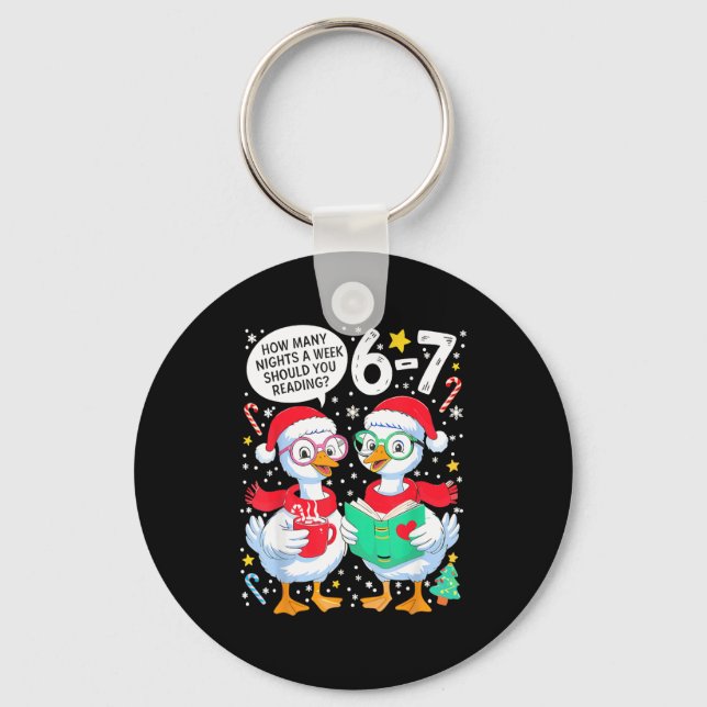 Retro How Many Nights A Week Should You Be Reading Key Ring (Front)