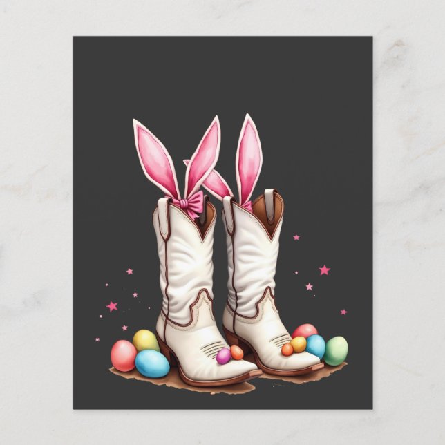 Retro Howdy Easter Funny Cowboy Boots Easter Egg Flyer (Front)