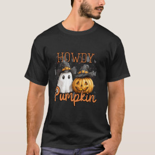 Retro Howdy Pumpkin Cowboys Funny Pumpkin Country  T-Shirt