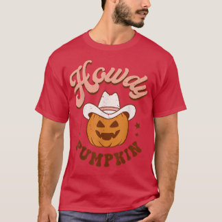 Retro Howdy Pumpkin Fall Autumn Western Halloween  T-Shirt
