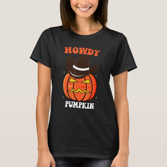 Retro Howdy Pumpkin Fall Autumn Western Halloween  T-Shirt (Front)