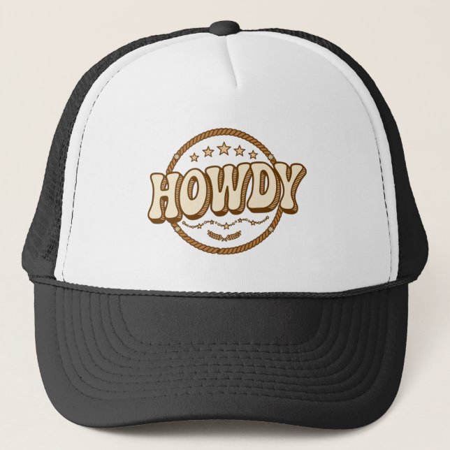 Retro Howdy Western Rope Hat (Front)