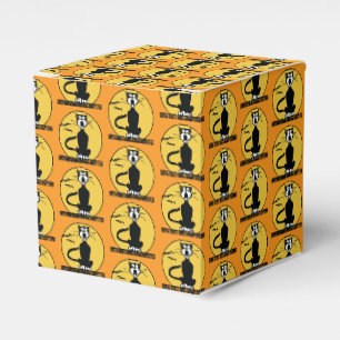 Retro Howling Halloween Cat Orange Favour Box