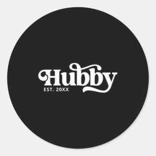 Retro Hubby Wifey Matching Groovy Personalized T S Classic Round Sticker