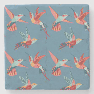 Retro Hummingbird Pattern 2 Stone Coaster