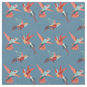 Retro Hummingbird Pattern Fabric