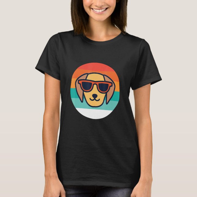 Retro Hund Mit Sonnenbrille T-Shirt (Front)