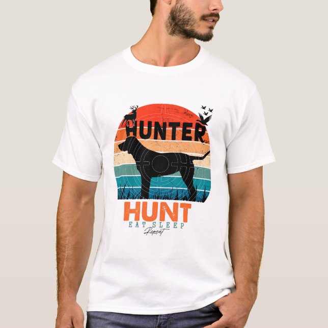 Retro Hunting Dog Shirt – Eat Sleep Hunt Repeat  (Front)