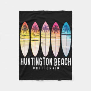 Retro Huntington Beach California Surfer Surfing Fleece Blanket