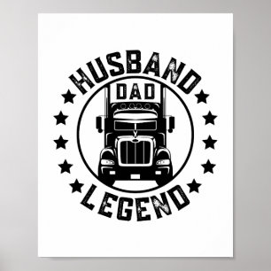 Retro Husband Dad Trucker Legend Poster
