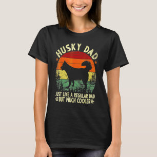 Retro Husky Dad Husky Flag Dog Dad Mom 3 T-Shirt
