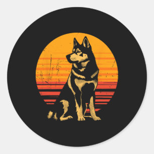 Retro Husky Dog Owner Gift Vintage Siberian Husky Classic Round Sticker
