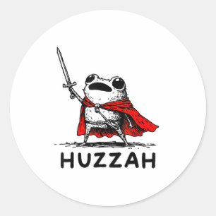 Retro Huzzah Frog Knight Funny Sword Meme Quote Classic Round Sticker