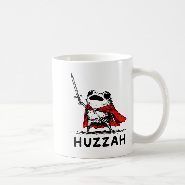 Retro Huzzah Frog Knight Funny Sword Meme Quote  Coffee Mug (Right)