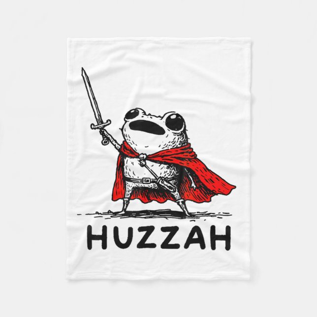Retro Huzzah Frog Knight Funny Sword Meme Quote  Fleece Blanket (Front)
