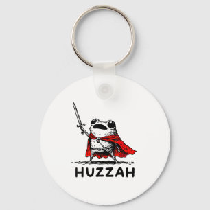 Retro Huzzah Frog Knight Funny Sword Meme Quote Key Ring