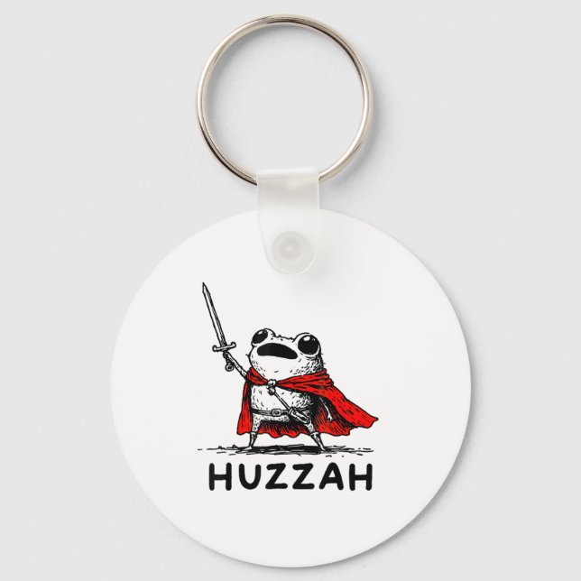 Retro Huzzah Frog Knight Funny Sword Meme Quote  Key Ring (Front)