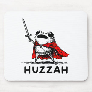 Retro Huzzah Frog Knight Funny Sword Meme Quote Mouse Mat