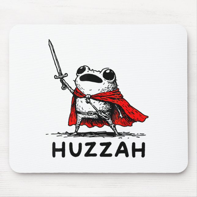 Retro Huzzah Frog Knight Funny Sword Meme Quote  Mouse Mat (Front)