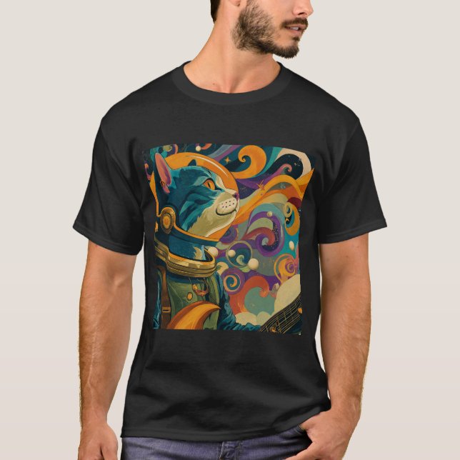 Retro Hypno Space Cat T-Shirt (Front)