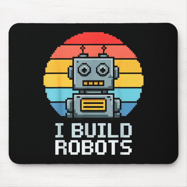 Retro I Build Robots Robotics Engineering Ai Tech  Mouse Mat (Front)
