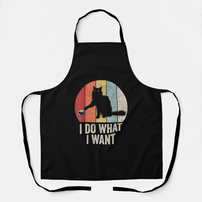 Retro I Do What I Want Cat Shirt Cat Lover Owner G Apron (Front)