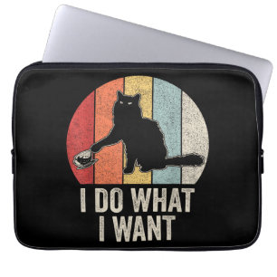 Retro I Do What I Want Cat Shirt Cat Lover Owner G Laptop Sleeve