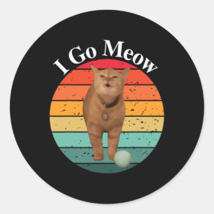 Retro I Go Meow Funny Cat Singing Meme  Classic Round Sticker