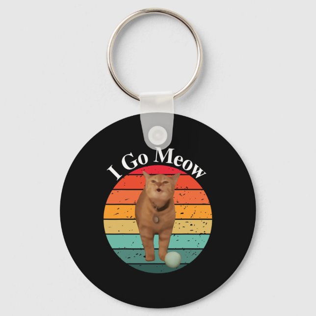 Retro I Go Meow Funny Cat Singing Meme  Key Ring (Front)