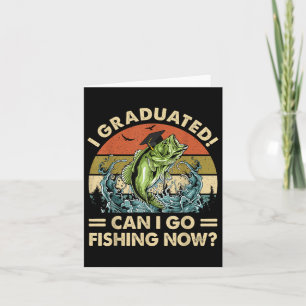 Retro I Graduated Can I Go Fishing Now Cute Gradua Card