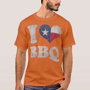 Retro I Heart BBQ Texas Flag Texan Barbecue T-Shirt