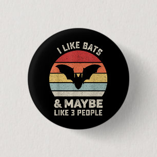 Retro I Like Bats Shirt Animal Bat Lover Gift Vint 3 Cm Round Badge