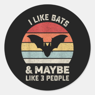 Retro I Like Bats Shirt Animal Bat Lover Gift Vint Classic Round Sticker