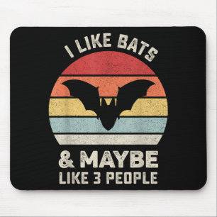 Retro I Like Bats Shirt Animal Bat Lover Gift Vint Mouse Mat