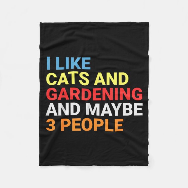 Retro I Like Cats And Gardening Lover Plant Funny  Fleece Blanket (Front)