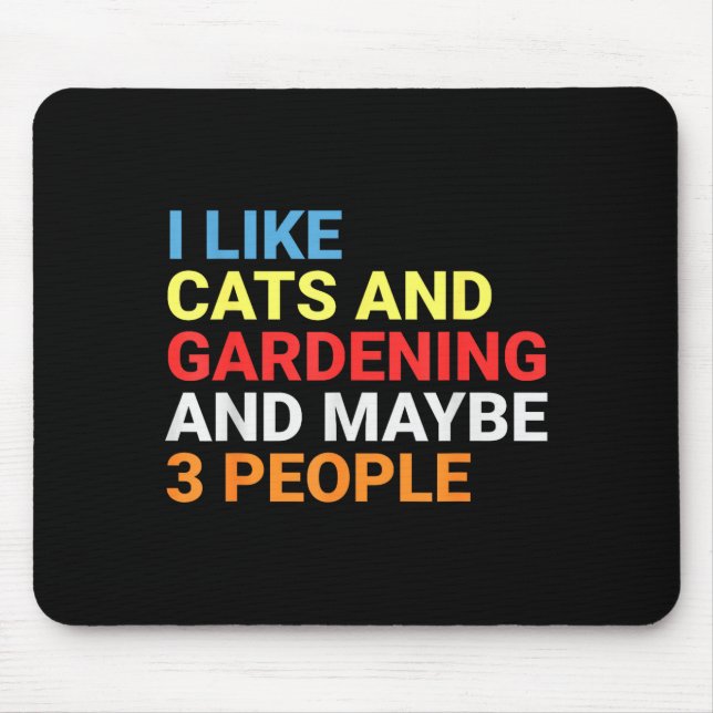 Retro I Like Cats And Gardening Lover Plant Funny  Mouse Mat (Front)