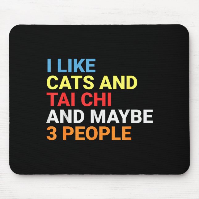 Retro I Like Cats And Tai Chi Lover Funny Martial  Mouse Mat (Front)