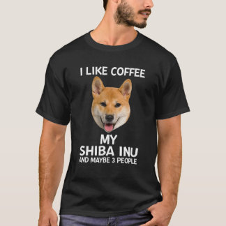 Retro I Like Coffee My Shiba Inu Dog 3 People Pupp T-Shirt