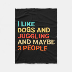 Retro I Like Dogs And Juggling Lover Funny Juggler Fleece Blanket
