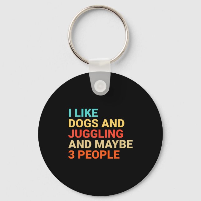 Retro I Like Dogs And Juggling Lover Funny Juggler Key Ring (Front)