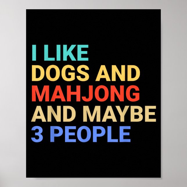Retro I Like Dogs And Mahjong Lover Funny  Poster (Front)